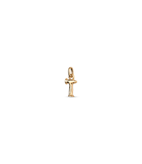 Charm letra T pequeña en oro 18k